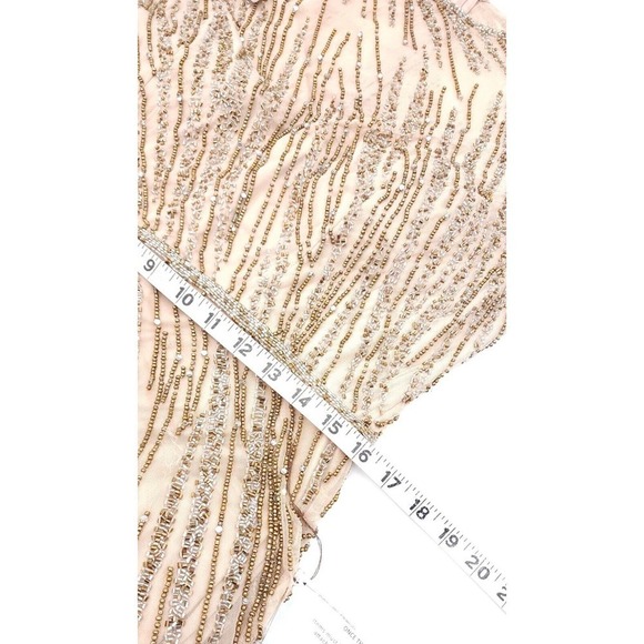 Mac Duggal Long Sleeve Beaded Column Evening Gown Embellished Size 12 Mocha 5240 - Picture 10 of 16